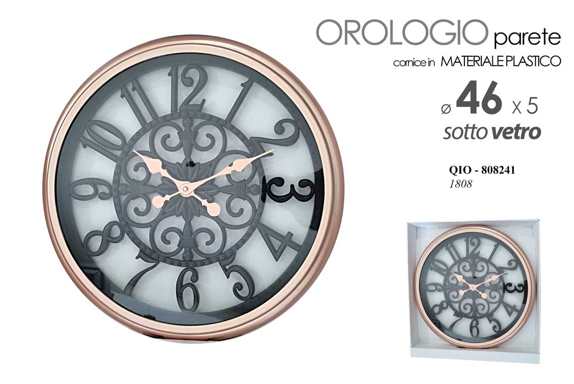 8025569808241 OROLOGIO DA PARETE STILE ANTICO PLASTICO METAL VINTAGE CLASSICO MODERNO 46*5 cm - immagine 1