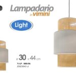 LAMPADARIO VIMINI BEIGE SALOTTO CUCINA SOFFITTO Lampada Sospensione 1 L 30*44 cm