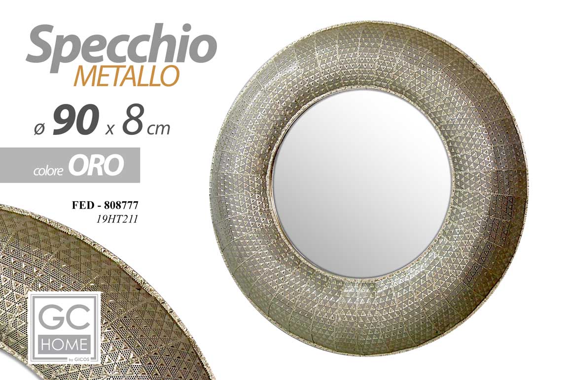 8025569808777 SPECCHIO DA PARETE METALLO SPECCHIERA VINTAGE RETRò CORNICE ORO MODERNO 109 cm - immagine 1