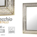 SPECCHIO DA PARETE 80*50 CORNICE ORO METALLO SPECCHIERA VINTAGE CLASSICO MODERNO