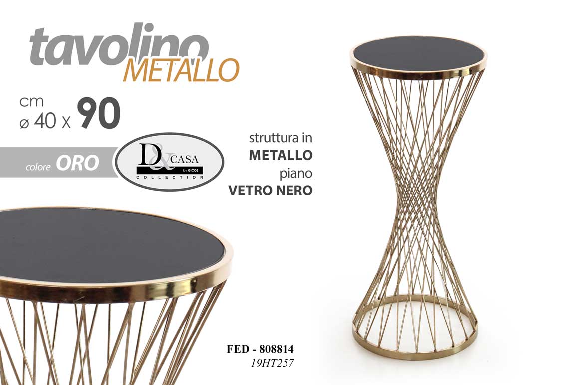 8025569808814 TAVOLINO CAFFè TONDO TAVOLO METALLO ELEGANTE PER SALOTTO INGRESSO STUDIO 90*40cm - immagine 1