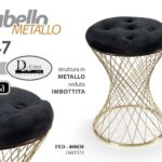 POUF SGABELLO POGGIAPIEDI ELEGANTE CLASSICO MODERNO NERO METALLO ORO h47*35 CM
