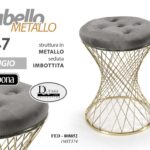 POUF SGABELLO POGGIAPIEDI ELEGANTE CLASSICO MODERNO GRIGIO METALLO ORO h47*35 CM