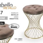 POUF SGABELLO POGGIAPIEDI ELEGANTE CLASSICO MODERNO MARRONE METALLO ORO h47*35cm