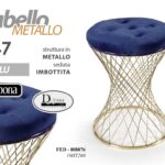 POUF SGABELLO POGGIAPIEDI ELEGANTE CLASSICO MODERNO  BLU METALLO ORO h47*35 CM