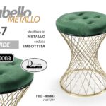 POUF SGABELLO POGGIAPIEDI ELEGANTE CLASSICO MODERNO VERDE METALLO ORO h47*35 CM