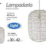LAMPADARIO INTRECCIATO BIANCO SALOTTO CUCINA SOFFITTO Lampada Sospensione 42*30