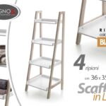 SCAFFALE LEGNO 4 RIPIANI BIANCO CUCINA BAGNO PORTA ASCIUGAMANI OGGETTI 100*36*35
