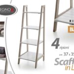 SCAFFALE LEGNO 4 RIPIANI BIANCO CUCINA BAGNO PORTA ASCIUGAMANI OGGETTI 100*37*35