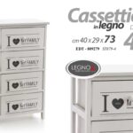 CASSETTIERA SALVASPAZIO SLIM 4 CASSETTI LEGNO MODERNO I LOVE MY FAMILY 73*40*29