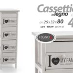 CASSETTIERA CUORE 4 CASSETTI My Family LEGNO COMODINO CLASSICO MODERNO 80*26*32