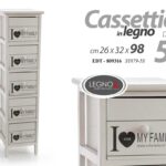CASSETTIERA CUORE 5 CASSETTI FAMILY COMODINO SLIM SALVASPAZIO MODERNO 98*26*32cm