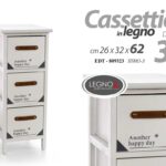 CASSETTIERA 3 CASSETTI COMODINO CUCINA BAGNO SALOTTO SLIM SALVASPAZIO H62*26*32