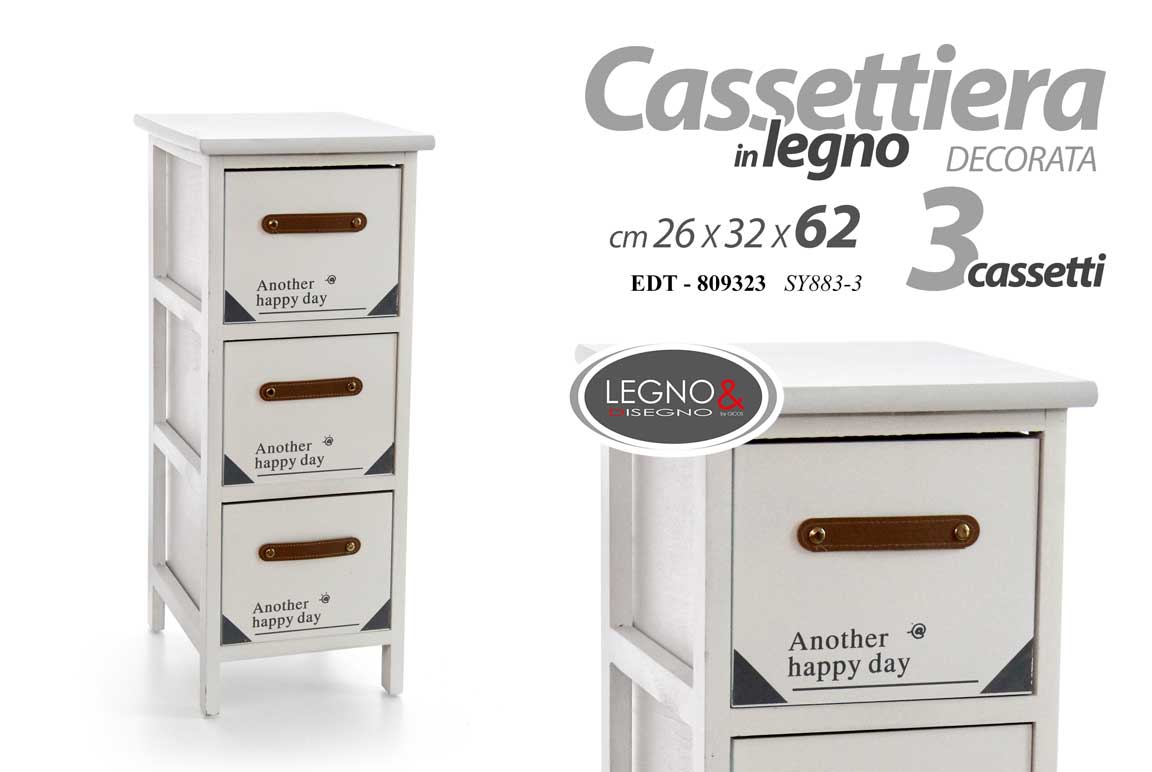 8025569809323 CASSETTIERA 3 CASSETTI COMODINO CUCINA BAGNO SALOTTO SLIM SALVASPAZIO H62*26*32 - immagine 1