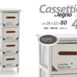 CASSETTIERA 4 CASSETTI LEGNO COMODINO POMELLI ECOPELLE CLASSICO MODERNO 80*26*32