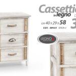CASSETTIERA MOBILETTO 3 CASSETTI LEGNO NATURALE SLIM VINTAGE RETRò H58*40*29