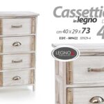 CASSETTIERA LEGNO NATURALE SLIM SALVASP 4 CASSETTI CUCINA BAGNO SALOTTO 73*40*29