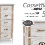 CASSETTIERA 5 CASSETTI COMODINO MODERNO DESIGN Country LEGNO NATURALE 90*40*29cm