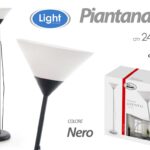 LAMPADA PIANTANA DA TERRA METALLO NERO TONDA VETRO CLASSICO MODERNA 175*24 cm
