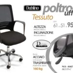 POLTRONA SEDIA SCHIENALE TRASPIRANTE Port 160 kg UFFICIO TESSUTO ACCIAIO REGOLAB