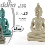 BUDDHA BUDDA STATUA SEDUTO MEDITAZIONE CERAMICA ORIENTALE CASA COLOR ASSOR 35 CM