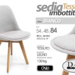 SEDIA SALOTTO SALA PRANZO ATTESA IMBOTTITA MODERNA DESIGN TESSUT BIANCA 54*48*84