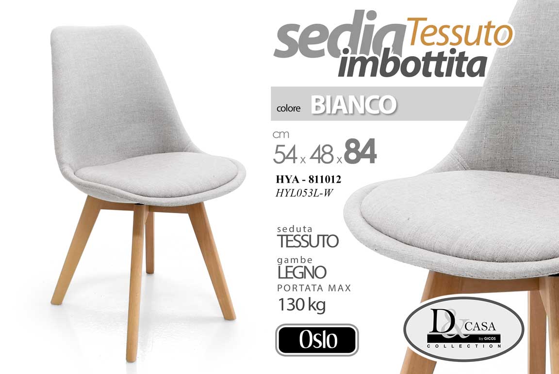 8025569811012 SEDIA SALOTTO SALA PRANZO ATTESA IMBOTTITA MODERNA DESIGN TESSUT BIANCA 54*48*84 - immagine 1