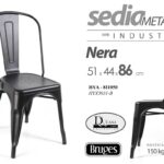 SEDIA ROBUSTA Metallo Pesante Design Industriale Shabby Chic NERO BRUGES POR 150