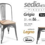 SEDIA ROBUSTA Metallo Pesante SEDUTA LEGNO Design Industriale Shabby Chic 86cm