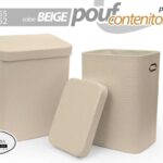 SET 2 CESTE CESTA PVC POUF CONTENITORE Porta biancheria OGGETTI SALOTTO 55-52cm