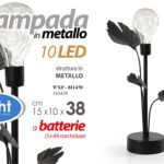 LAMPADA LUMETTO DA TAVOLO ABAT JOUR LED METALLO NERO RAMO FOGLIE MODERNA 38cm