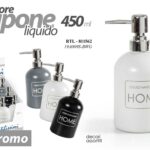 Dosatore sapone liquido home dispenser moderno cucina bagno vetro ass 18 cm