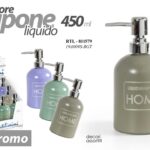 Dosatore sapone liquido colorato pastello dispenser cucina bagno vetro ass 18 cm