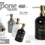 Dosatore sapone liquido home erogatore oro luxury dispenser bagno vetro ass 18cm