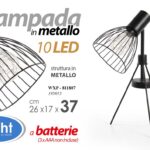 LAMPADA LUMETTO 10 LED ABAT JOUR DA TAVOLO COMODINO PIANTANA METALLO 37 cm