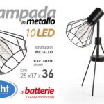 LAMPADA LUMETTO 10 LED ABAT JOUR DA TAVOLO COMODINO PIANTANA METALLO 36 cm
