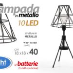 LAMPADA LUMETTO 10 LED ABAT JOUR DA TAVOLO COMODINO PIANTANA METALLO 40*18 cm