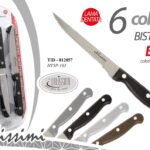 SET 6 PEZZI COLTELLI BISTECCA BASIC LAMA DENTATA 11,5CM ACCIAIO COLORI ASSORTITI