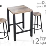 TAVOLO PENISOLA COLAZIONE LEGNO METALLO NERO QUADRATO TAVOLINO 2 SGABELLI