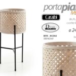 VASO PORTA PIANTA METALLO VIMINI ALZATA FIORI DESIGN PIANTANA NERO 50*24 CM