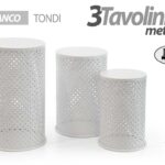 SET 3 TAVOLINI TAVOLO METALLO TRAFORATO SALOTTO MODERNO CLASSICO H 55/47/39 cm