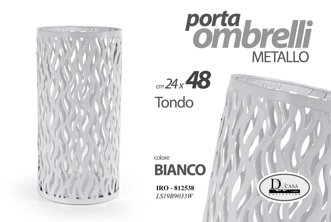 8025569812538 PORTA OMBRELLI METALLO CONTENITORE TRAFORATO TONDO Scolapioggia MODERNO 48*24cm - immagine 1