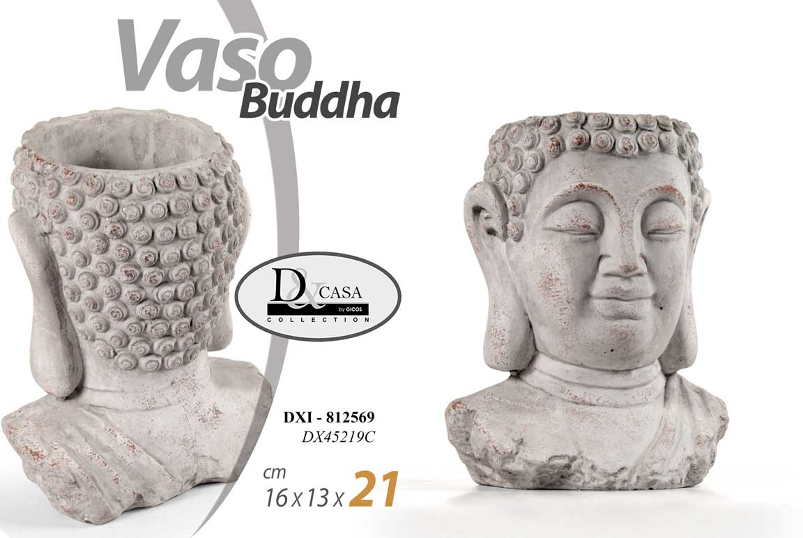 8025569812569 TESTA VASO BUDDHA CACHEPOT CENTROTAVOLA COL PIETRA RUSTICO CLASSICO MODERNO 21cm - immagine 1