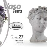 VASO ANTICATO TESTA DONNA PORTA FIORI PIANTE CACHEPOT GRIGIO CEMENTO SCAVO 27 CM