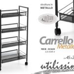 CARRELLO METALLO MULTIUSO CUCINA PORTA FRUTTA UFFICIO LAVANDERIA RUOTE 84*45*27