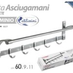 Porta Asciugamano PARETE Portasalviette ALLUMINIO ANTICALCARE Moderno Muro 60 cm