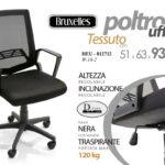 POLTRONA SEDIA TRASPIRANTE UFFICIO TESSUTO Portata 120 kg ACCIAIO REGOLABILE