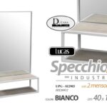 SPECCHIO DOPPIA MENSOLA PARETE PENSILE BIANCO METALLO SPECCHIERA MODERNO h74*40