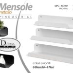 3 MENSOLE PARETE METALLO MENSOLA MURO STIL INDUSTRIAL NERO BIANCO ASS 40/35/30CM