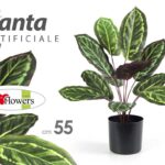 PIANTA 55 CM ARTIFICIALE CON VASO PIANTINA FINTA FIORI FOGLIA VERDE DECORAZIONE